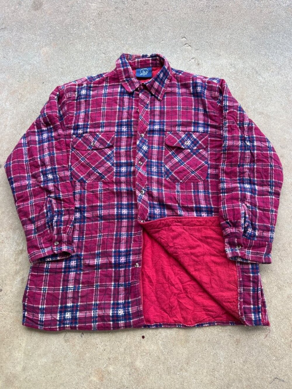Vintage Coyote Red & Blue Plaid Quilted Flannel Shirt Jacket Large E3